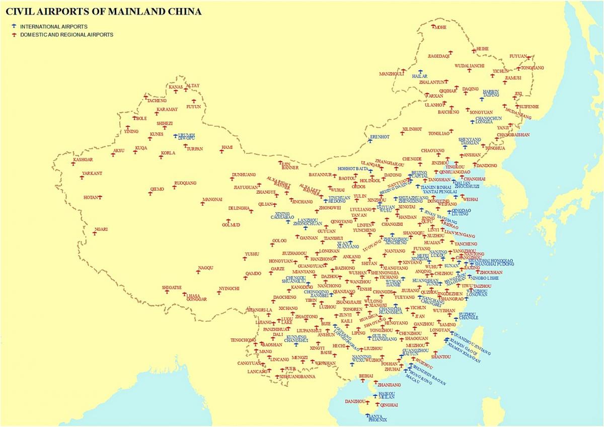 خريطة مطارات الصين