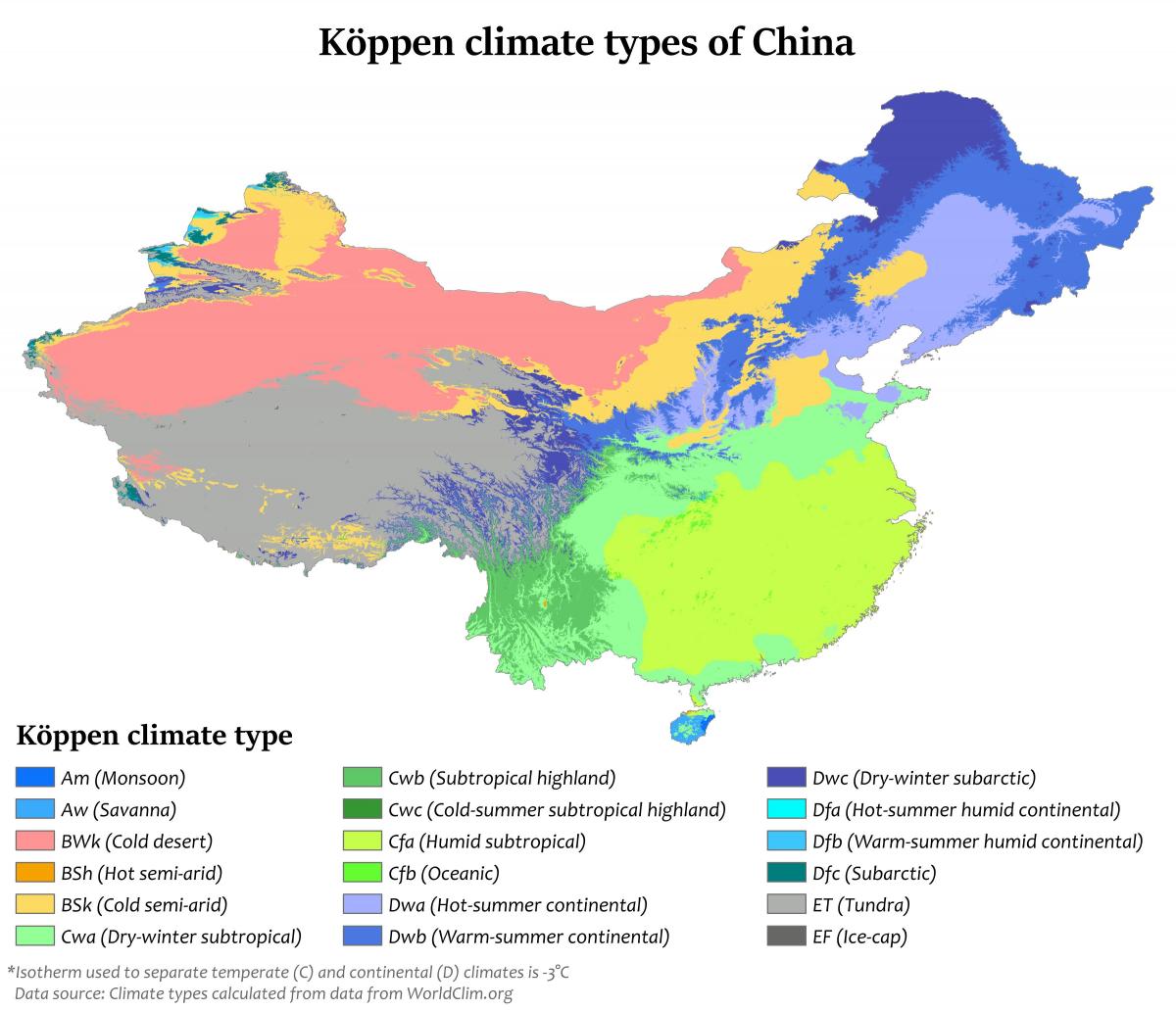 خريطة درجة حرارة الصين