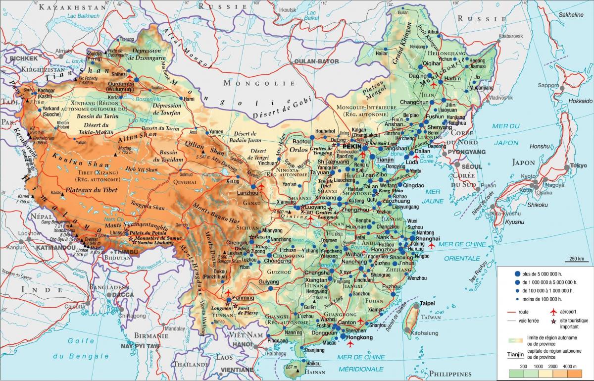 الجبال في خريطة الصين