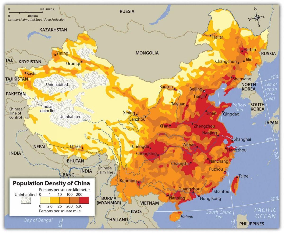 خريطة كثافة الصين